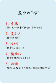 黒川社長が提唱した「五ツの“ ゆ”」